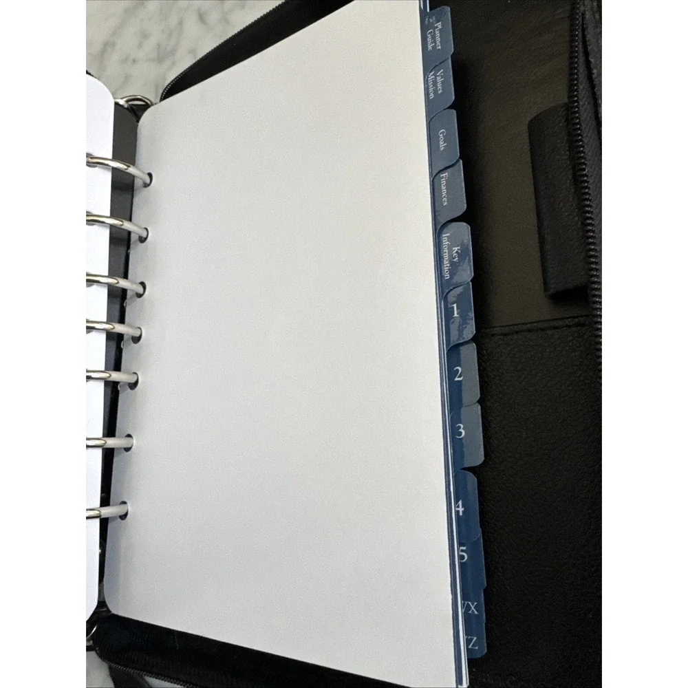 VTG 1996 Franklin Covey 7 Ring Napa Black Leather Zip Binder Style#CL 12215 EXC